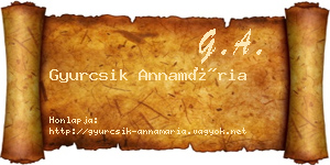 Gyurcsik Annamária névjegykártya
